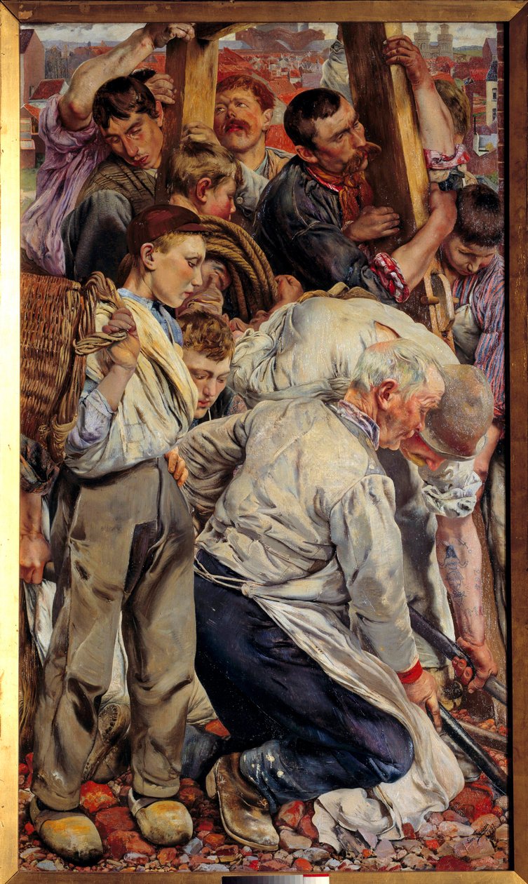 Realismo sociale: Le età del lavoratore (parte sinistra di un trittico) da Leon Henri Marie Frederic