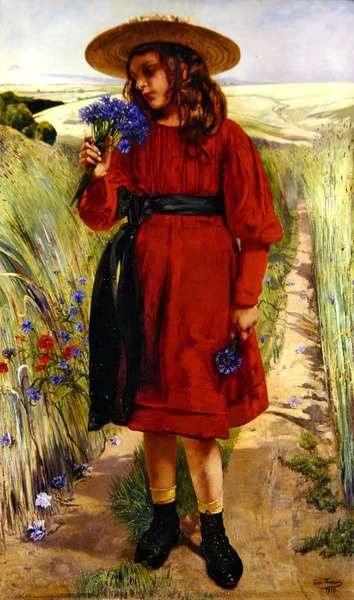 Primavera o, Giovane ragazza con fiordalisi da Leon Henri Marie Frederic