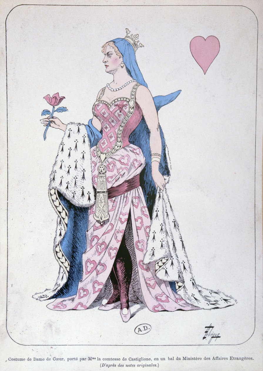 La Castiglione vestita come la Regina di Cuori per un ballo al Ministero degli Esteri a Parigi da Leon Lebegue