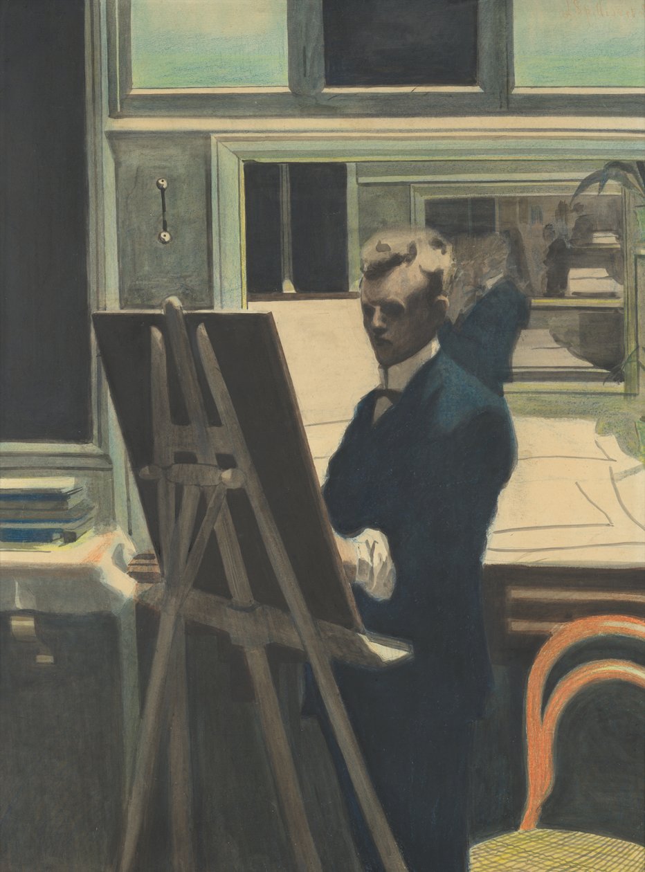 Autoritratto (acquerello su carta) da Leon Spilliaert
