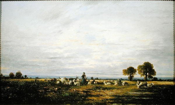 Pastorella che guarda il suo gregge da Leon Victor Dupre