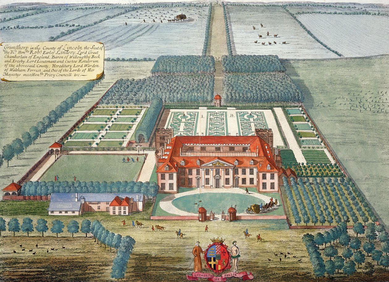 Grimsthorp nella contea di Lincoln inciso da Johannes Kip da Leonard Knyff