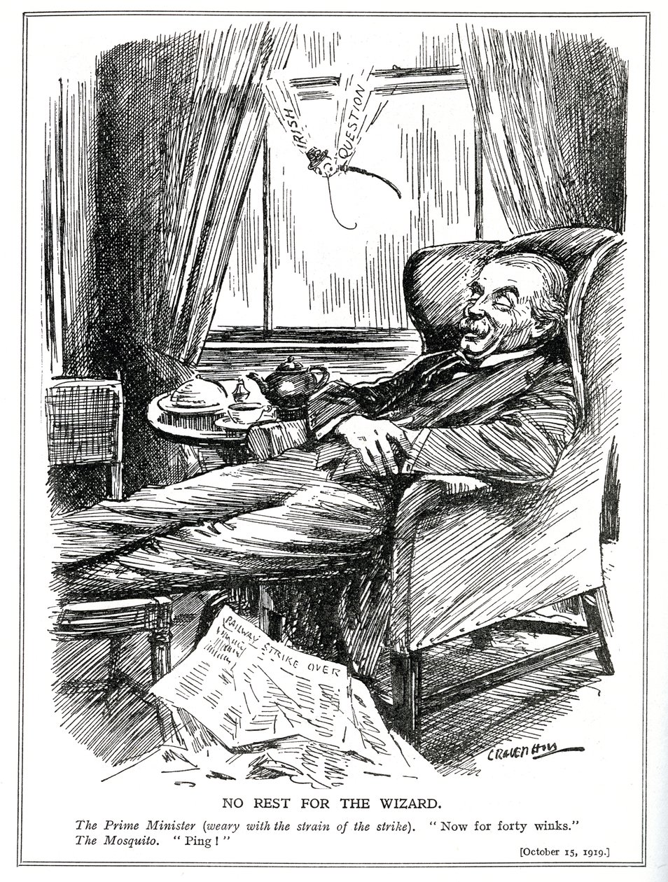 Lloyd George è impedito dal riposare dalle difficoltà causate dai disordini industriali in Gran Bretagna e inoltre dai problemi dell
