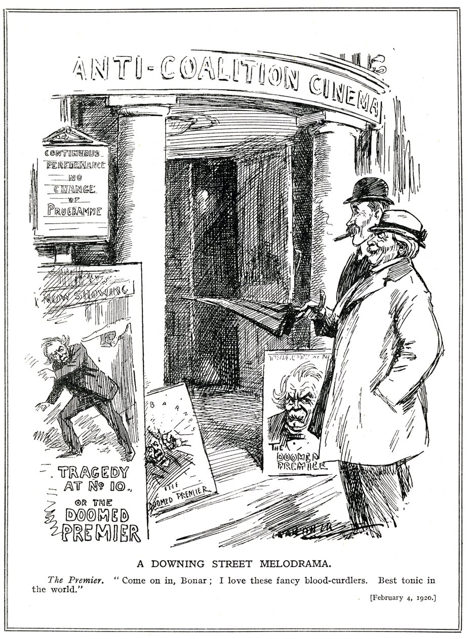 Il Primo Ministro Liberale, Lloyd George, invita il suo Cancelliere Conservatore, Bonar Law, a visitare il Cinema 