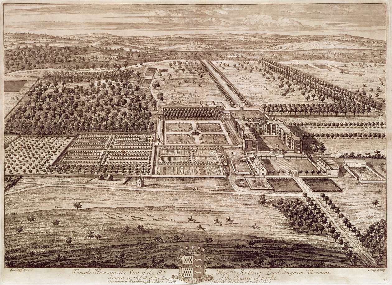 Prospetto della casa di Temple Newsam da est, inciso da Jan Kip (c.1652-1722) 1702 da Leonard (after) Knyff
