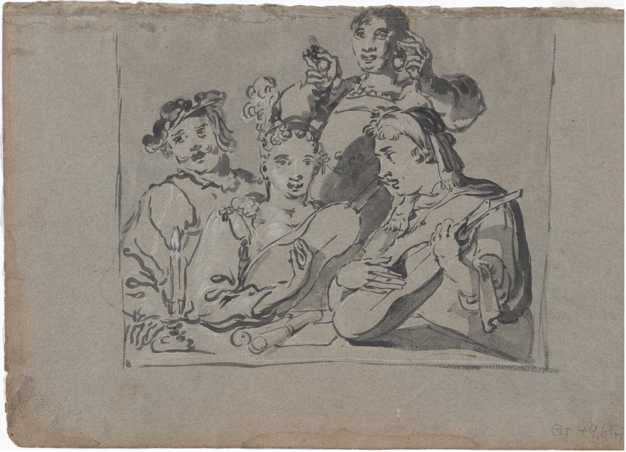 Un Quartetto di Cantanti, Suonatori di Liuto e Suonatori di Campane che Suonano in una Taverna alla Luce delle Candele, 1620-1628 da Leonard Bramer
