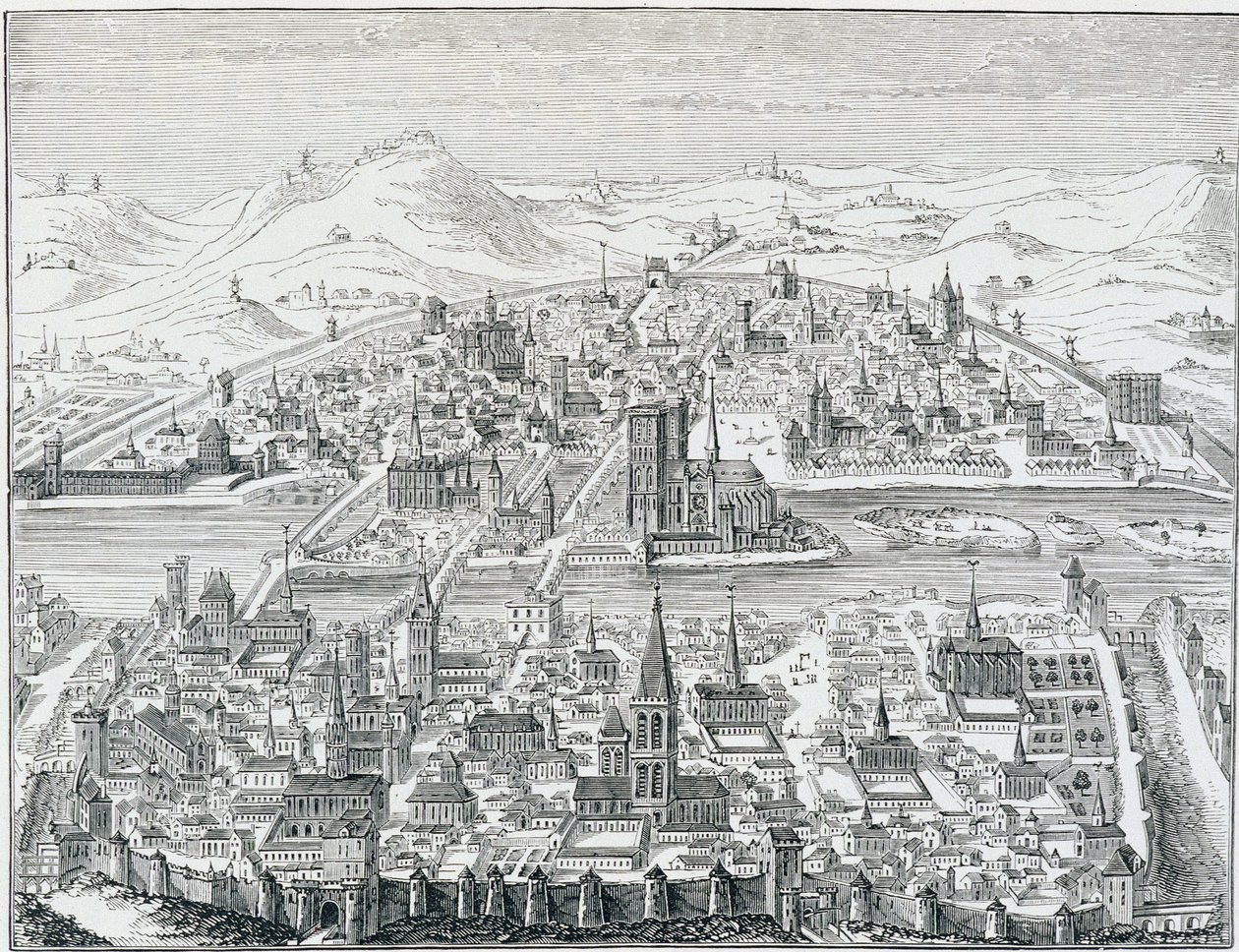 Grande vista prospettica di Parigi nel 1607, basata sull