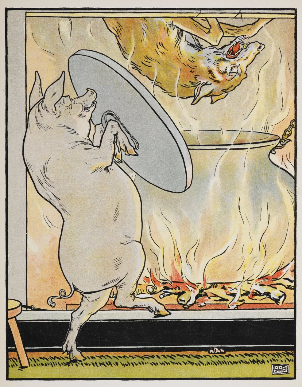 Illustrazione per la fiaba "I tre porcellini" da Leonard Leslie Brooke
