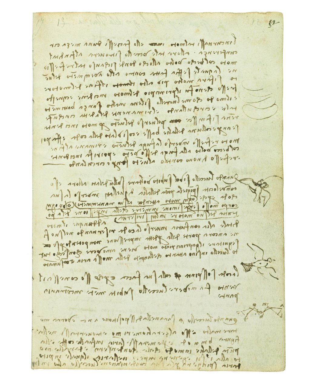 Codice sul volo degli uccelli, Folio 12 recto da Leonardo da Vinci