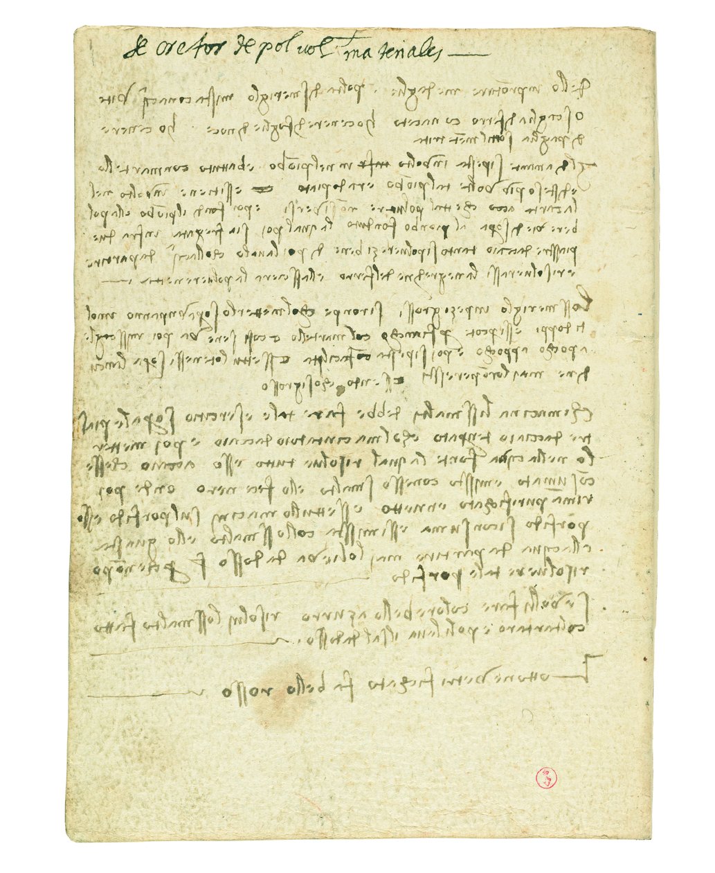 Codice sul volo degli uccelli, risguardo II da Leonardo da Vinci