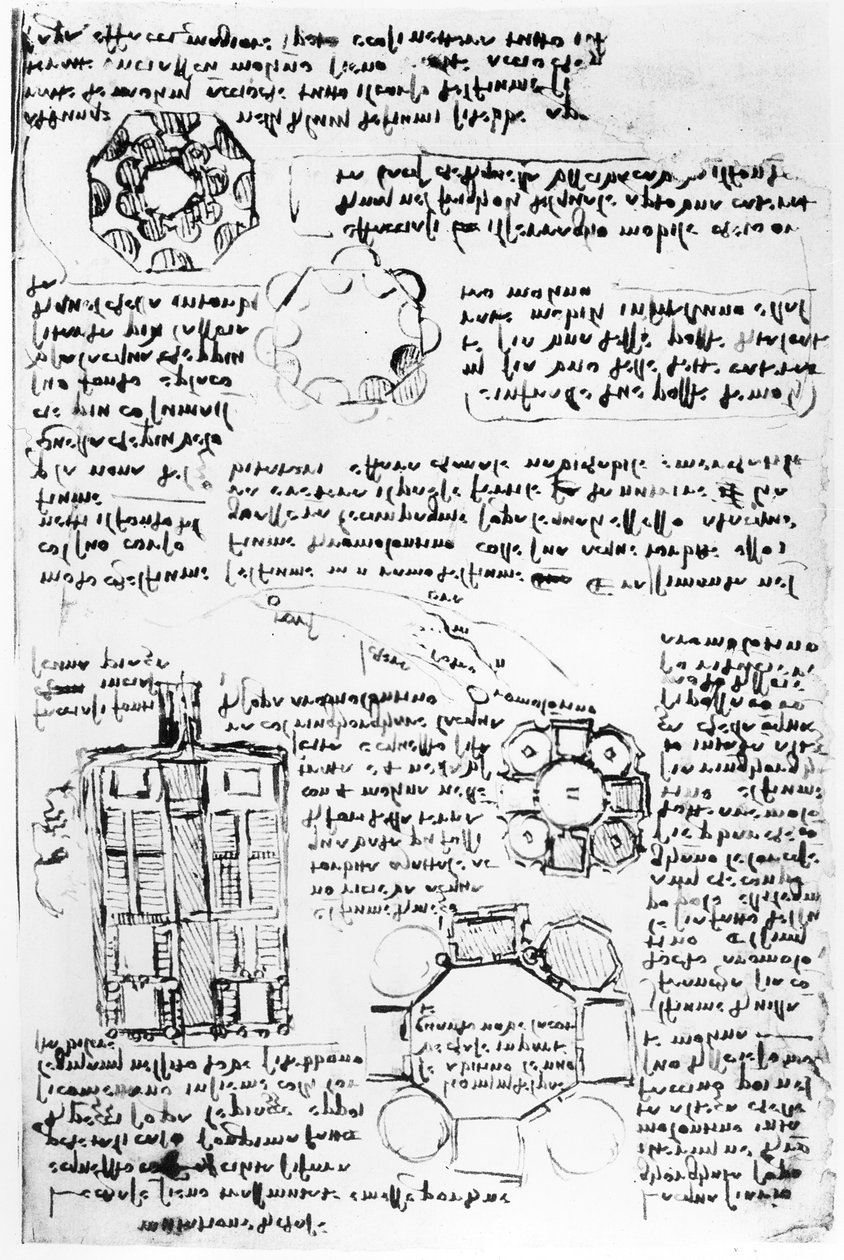 Progetto per un palazzo e un parco (Romorantin), fol. 270v dal Codice Arundel, c.1517-18 da Leonardo da Vinci