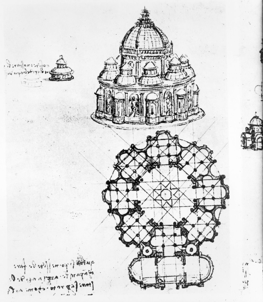 Dettaglio di una chiesa centralizzata, c.1488 da Leonardo da Vinci