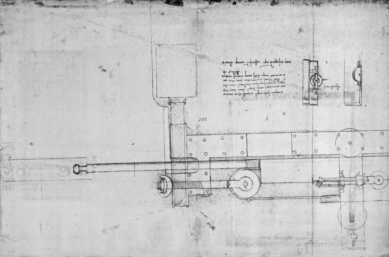 Diagramma di un bullone meccanico da Leonardo da Vinci