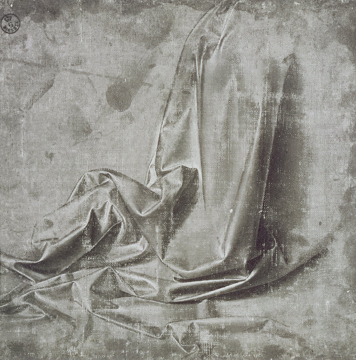 Studio di drappeggio per una figura inginocchiata in Profil Perdu a destra, c.1472-75 da Leonardo da Vinci