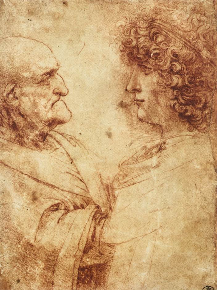 Teste di un vecchio e di un giovane da Leonardo da Vinci