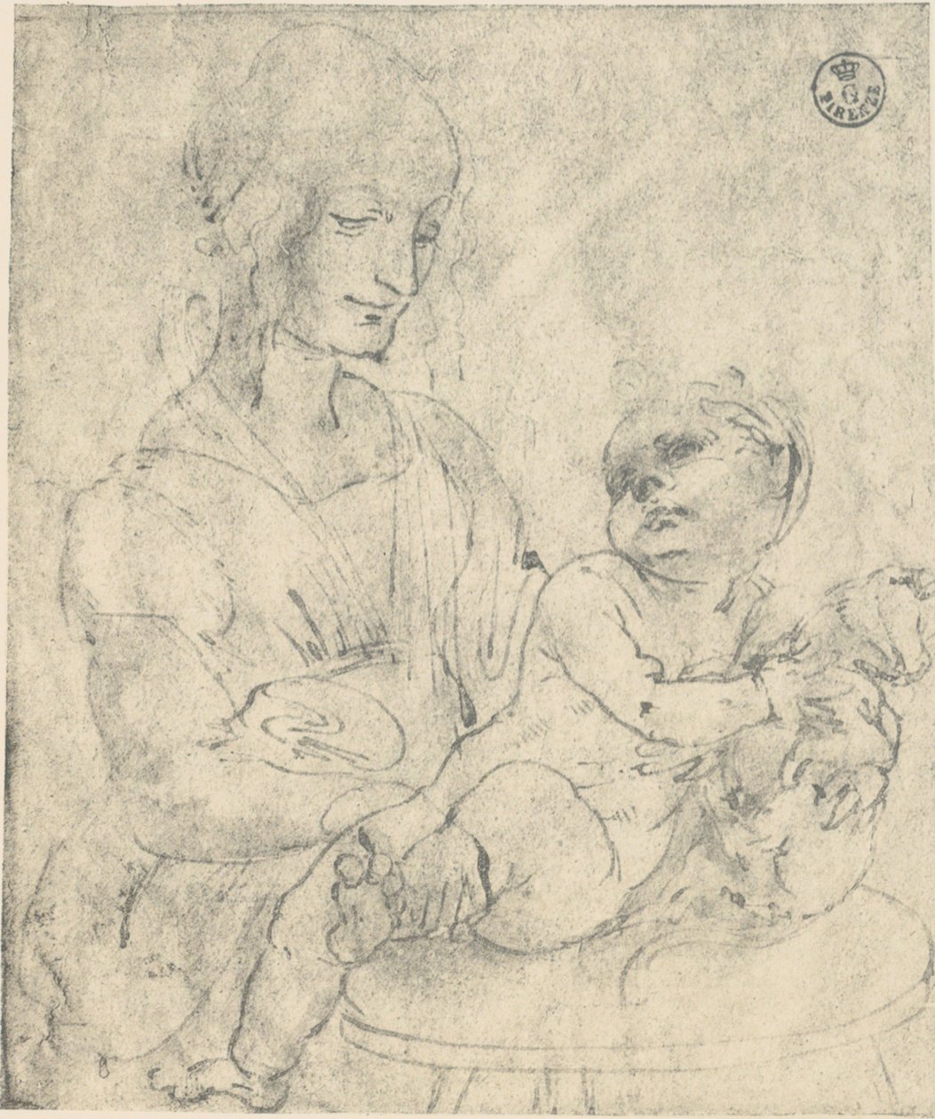 La Vergine con il Bambino che accarezza un gattino, disegno di Leonardo da Vinci conservato alla Galleria degli Uffizi da Leonardo da Vinci