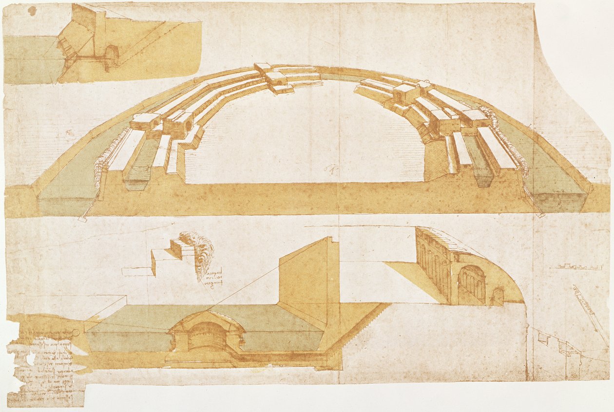 Studio per una fortezza su un piano poligonale con doppio fossato, fol. 116r dal Codice Atlantico, 1504-8 da Leonardo da Vinci