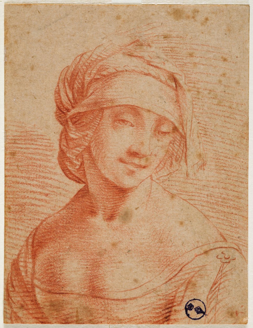Busto di giovane donna con cappello, prima metà del XVI secolo da Leonardo da follower of Vinci