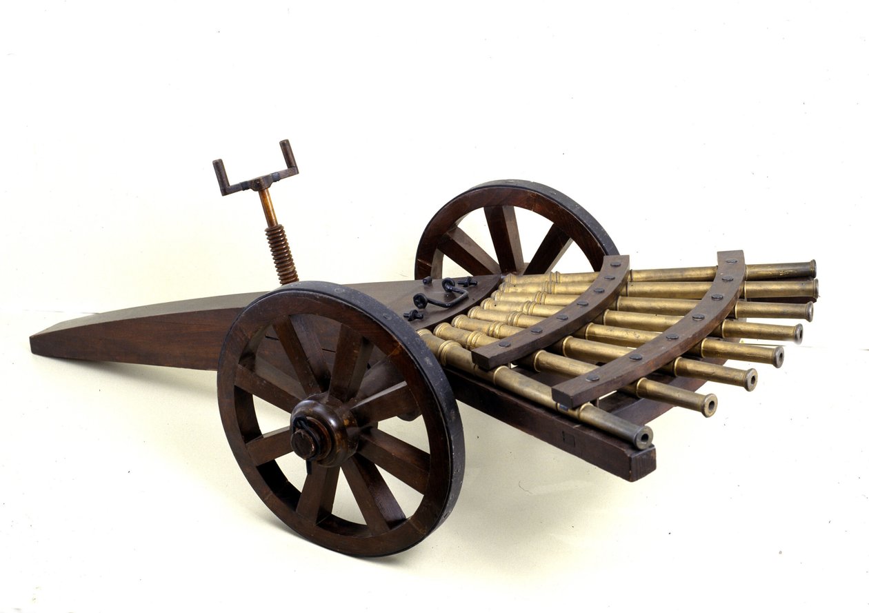 Cannone a più canne. Modello dal disegno di Leonardo da Vinci. Museo della Scienza e della Tecnologia, Milano da Leonardo da (after) Vinci