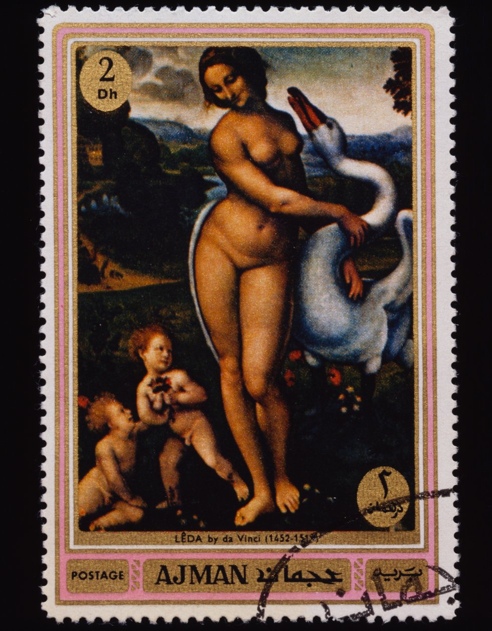 Francobollo della serie Dipinti famosi (Nudi) da Leonardo da (after) Vinci