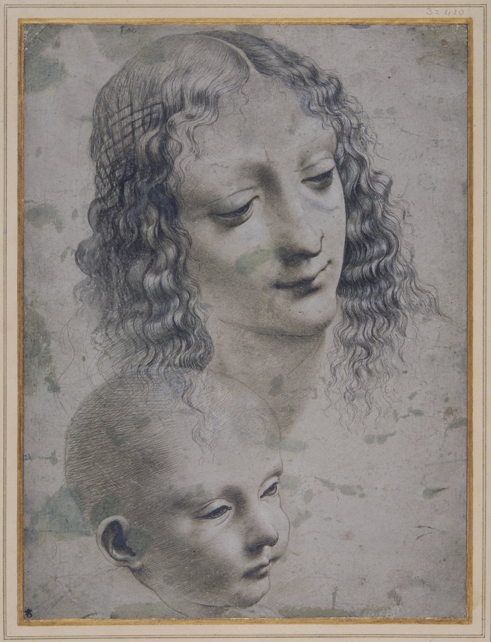 La testa di una donna e la testa di un bambino da Leonardo da (follower of) Vinci