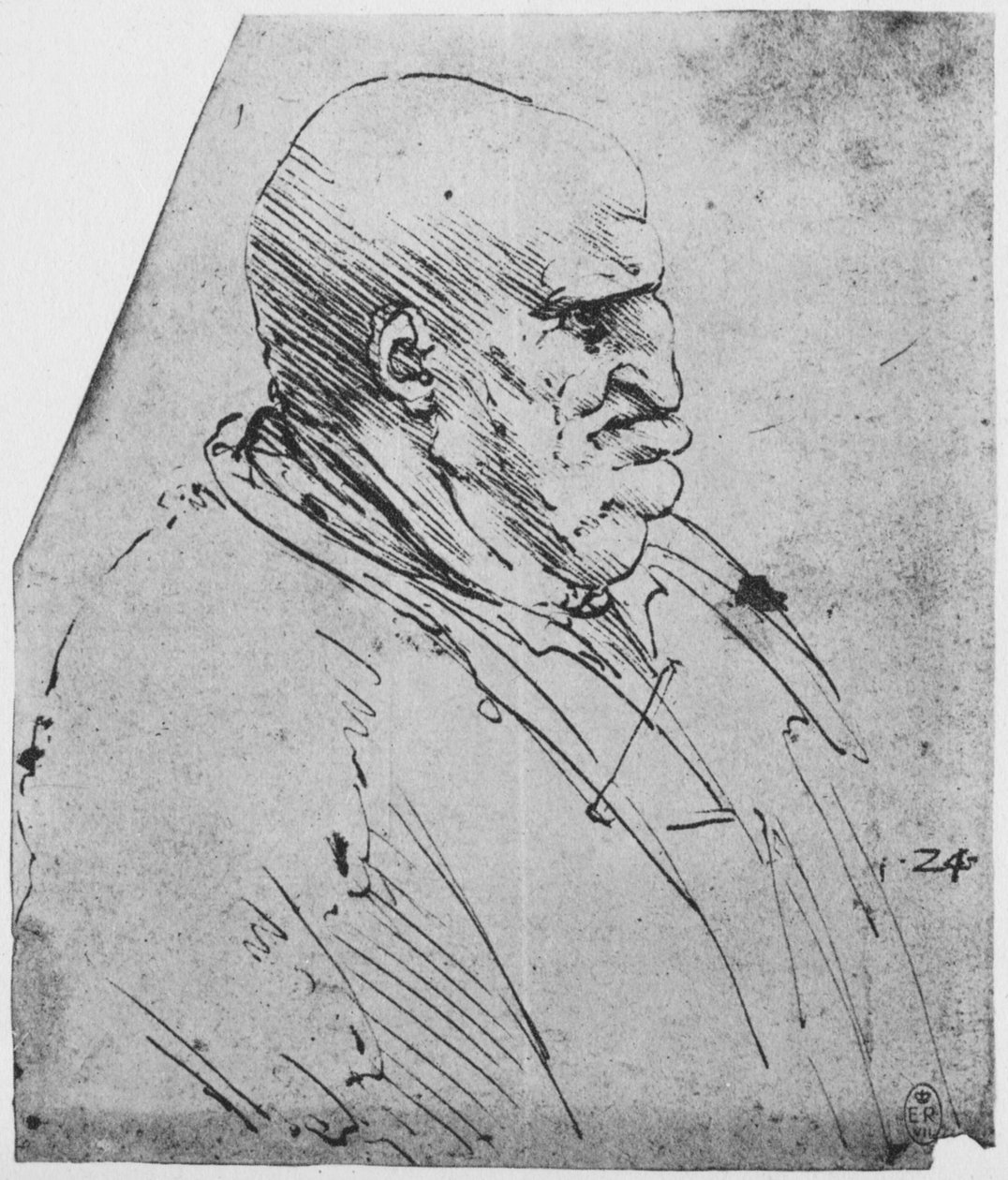 Un profilo grottesco di un uomo a destra, c1480 da Leonardo da Vinci