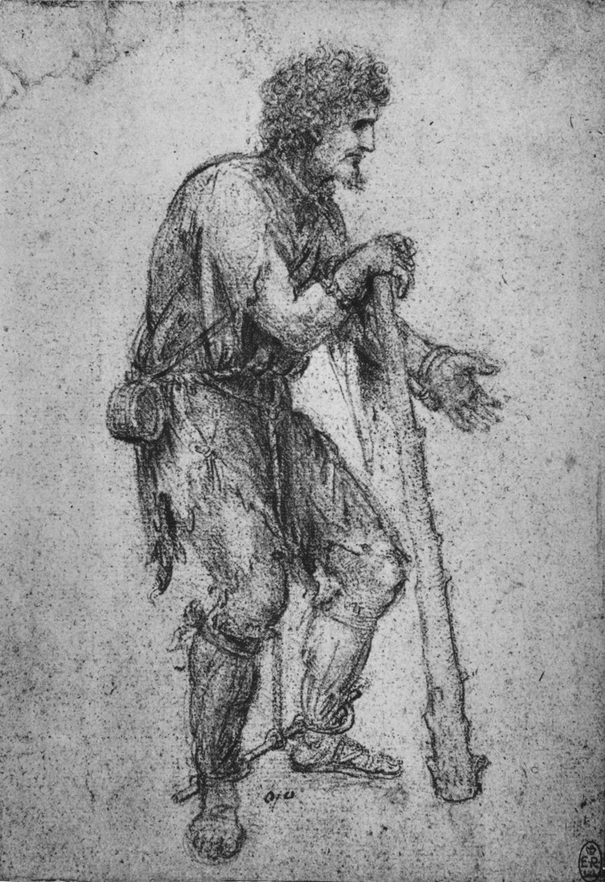 Un uomo con una clava e piedi incatenati, c1480 1945 da Leonardo da Vinci