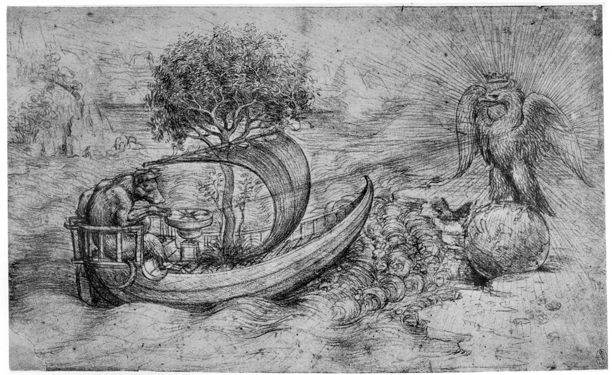 Allegoria con lupo e aquila, c1516 1954 da Leonardo da Vinci