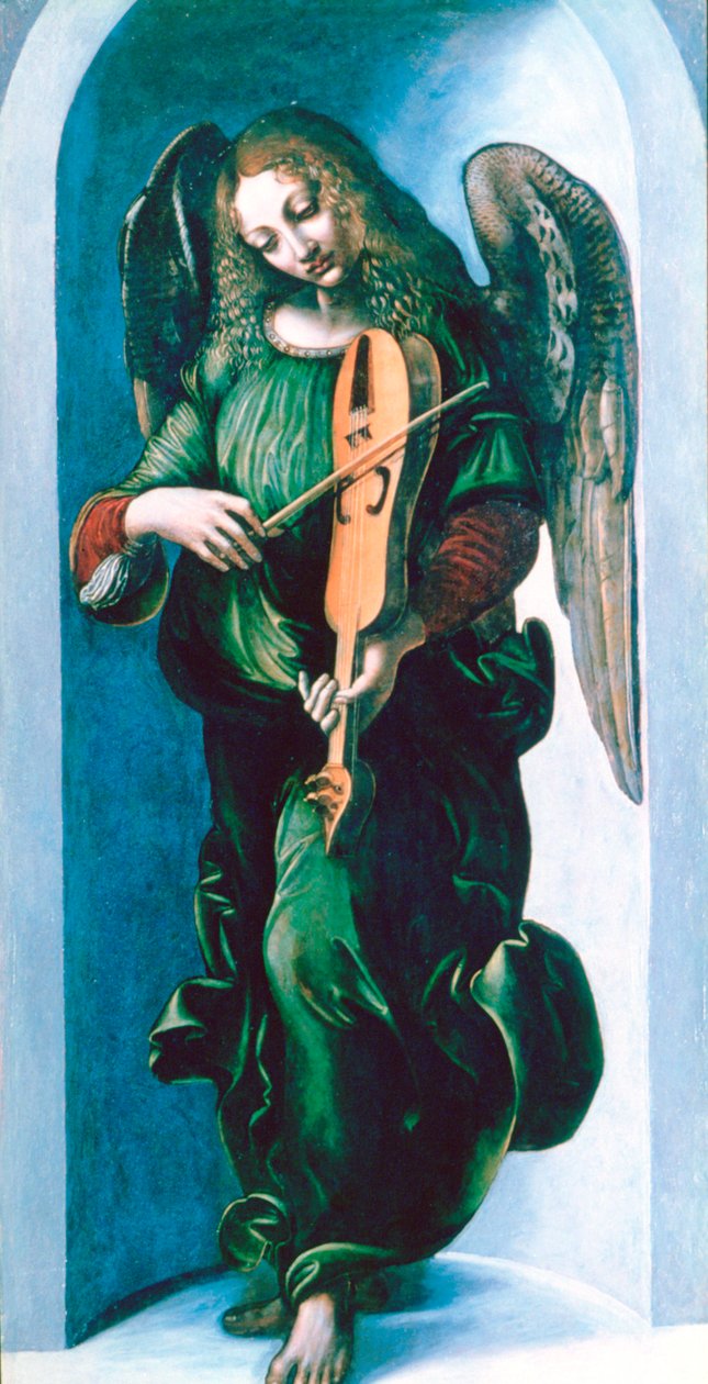 Un angelo in verde con una viella da Leonardo da Vinci