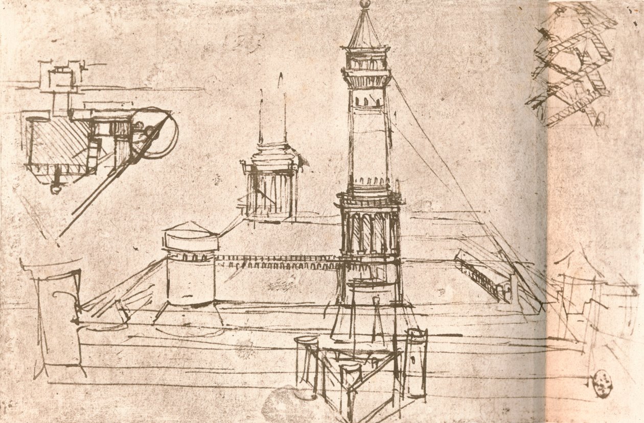 Architettura per castelli, c1472-c1519, 1883 da Leonardo da Vinci