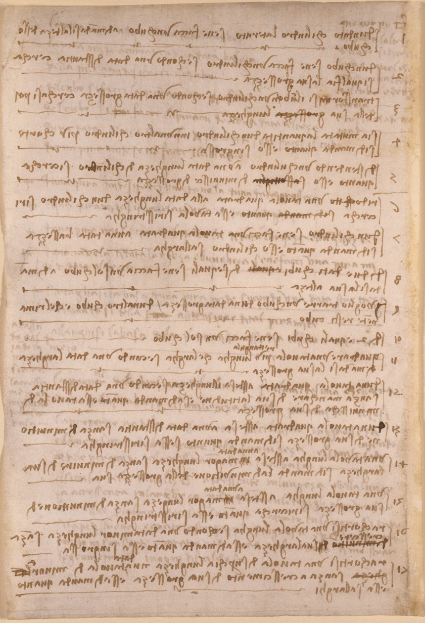 Arundel 263, f.154v, note di Leonardo da Vinci dal 