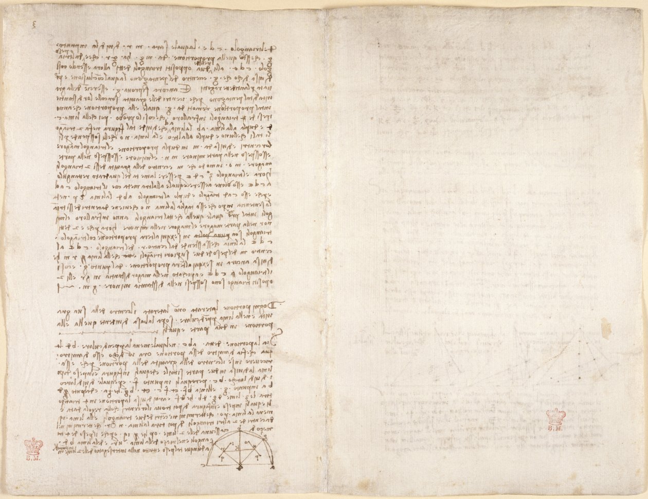 Arundel 263, f.215v, f.218 Note e diagrammi dal 