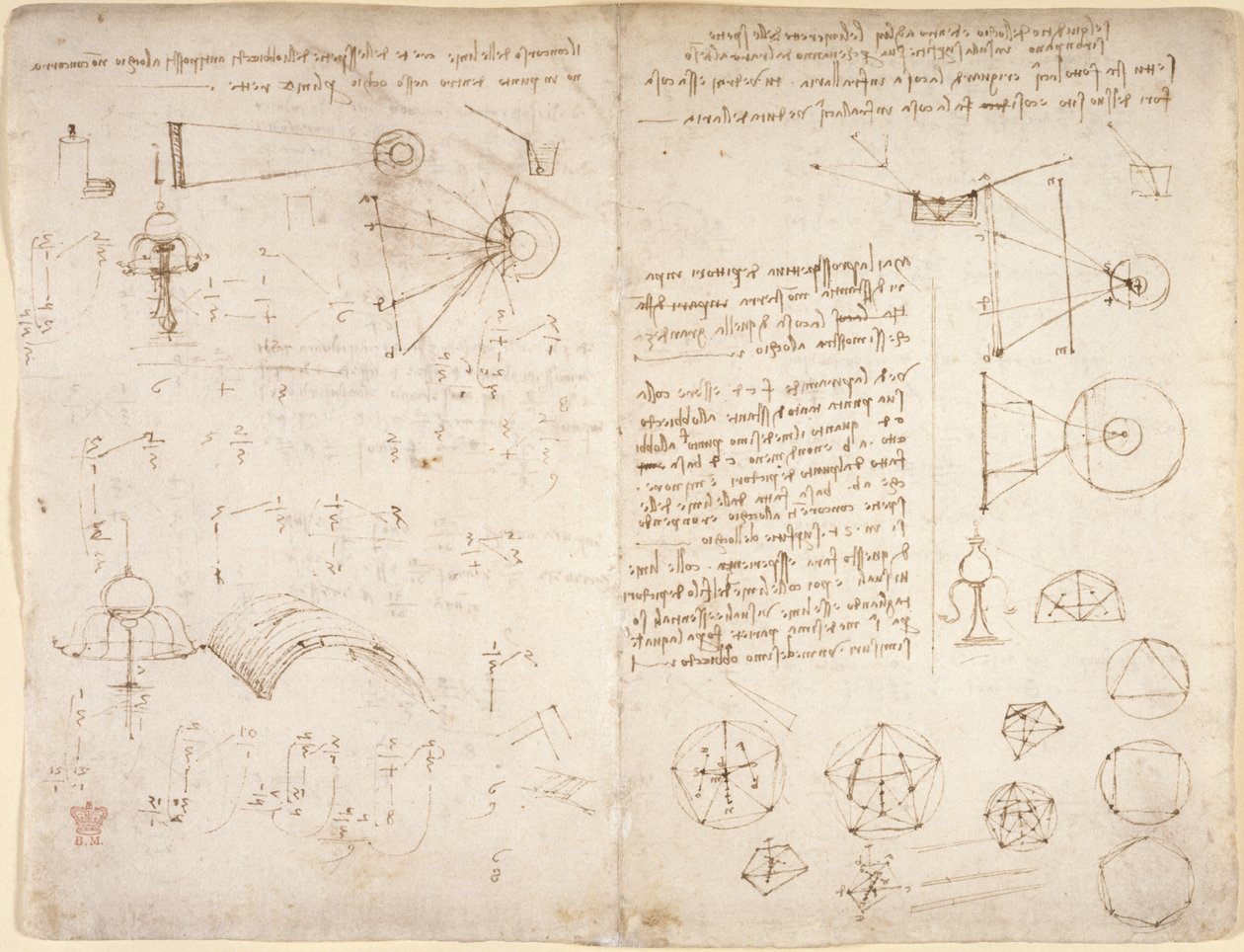 Arundel 263, f.221v, f.220 Note, diagrammi e schizzi dal 