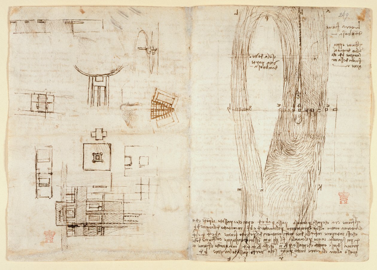 Disegni sui poteri e le forze meccaniche, la percussione, la gravità, il moto, l