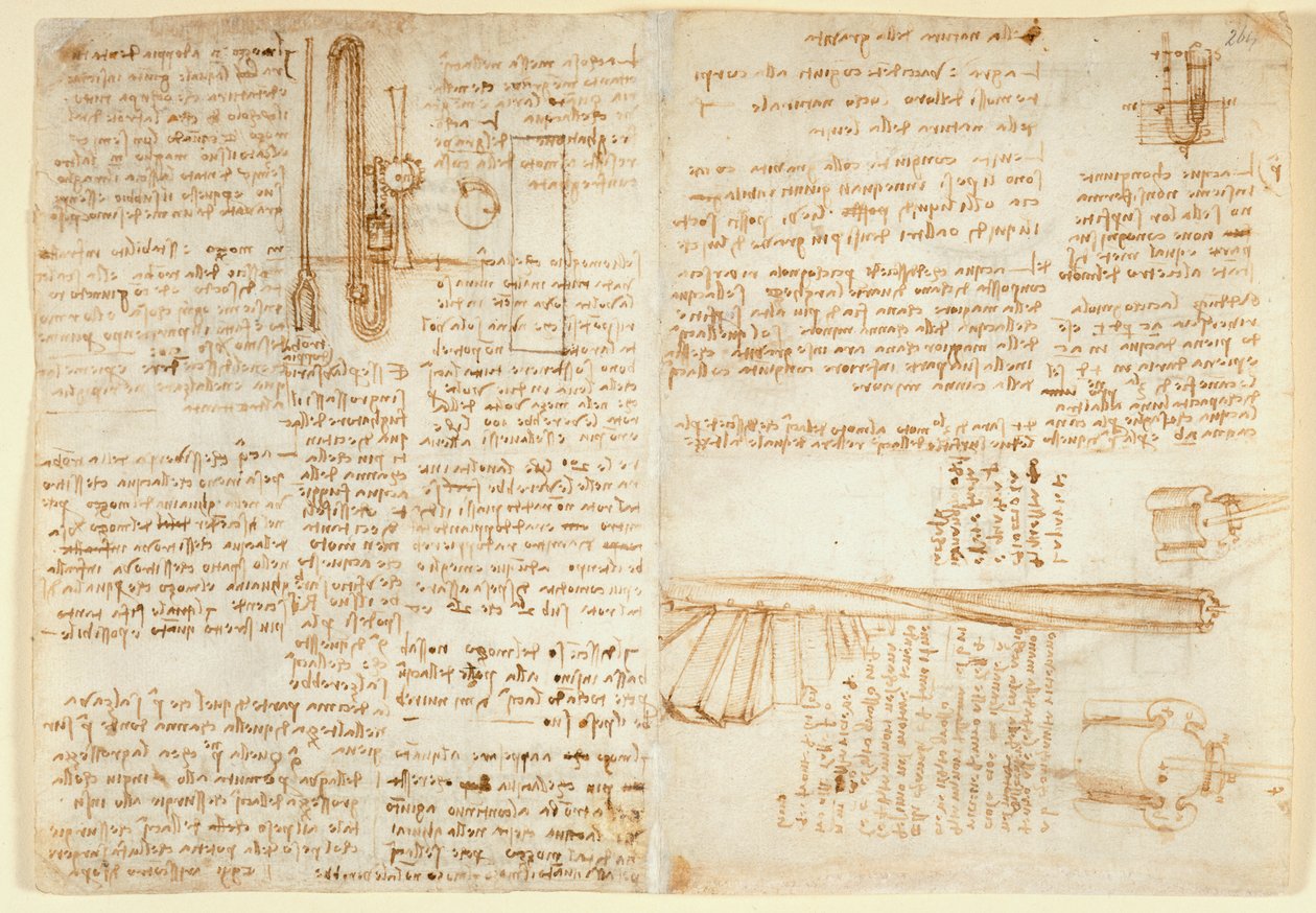 Note e schizzo su un dispositivo idraulico, da 