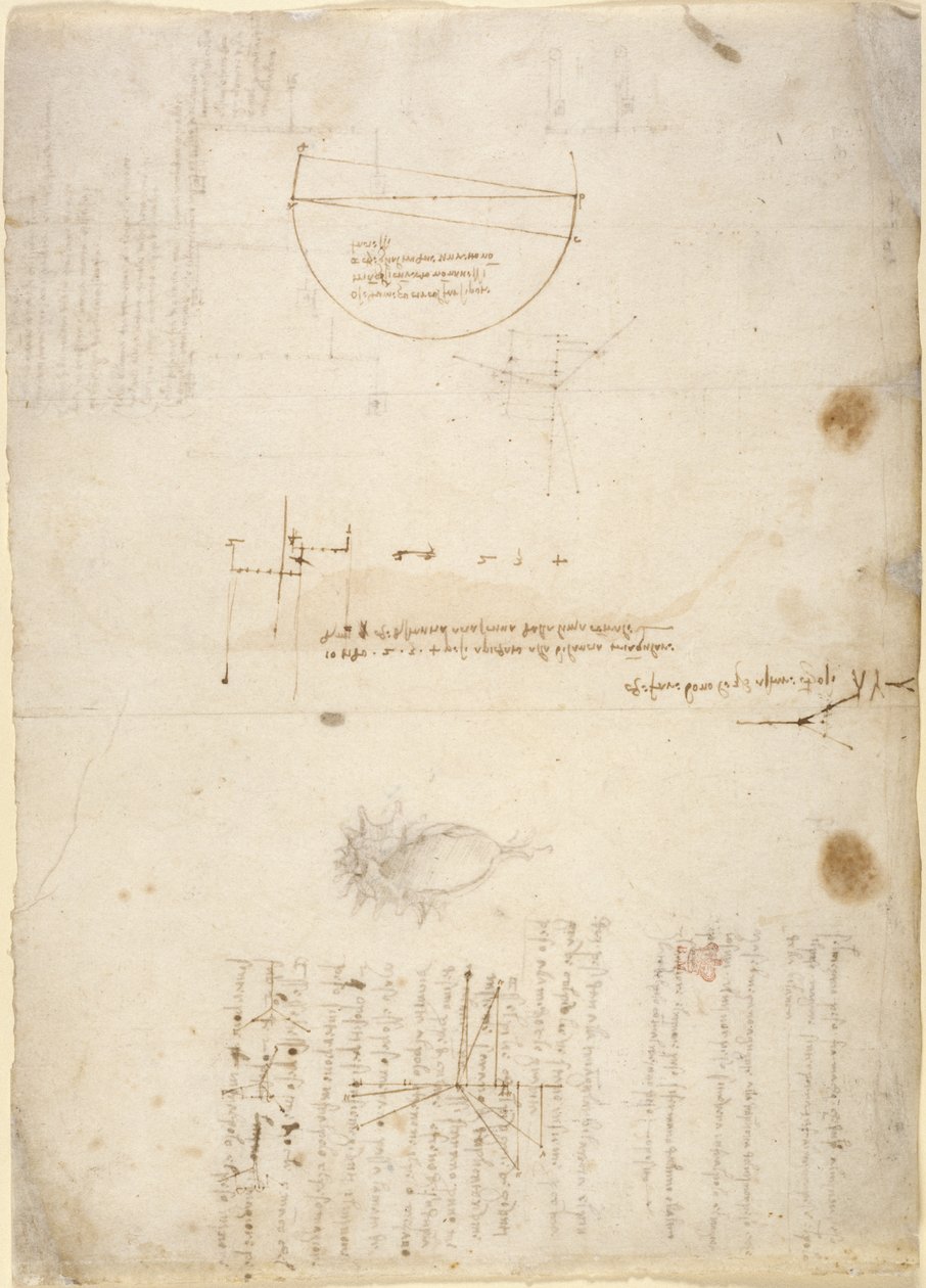 Arundel 263, f.33v Note e diagrammi sulla meccanica, dal 