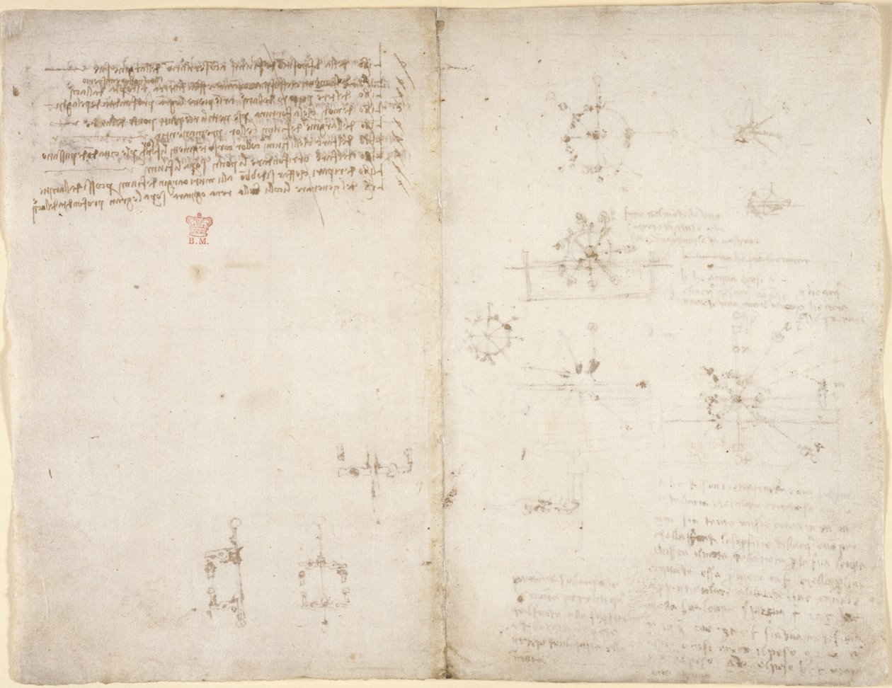 Disegni sui poteri e le forze meccaniche, percussione, gravità, movimento, ottica e astronomia, con varie proposizioni aritmetiche e geometriche da Leonardo da Vinci