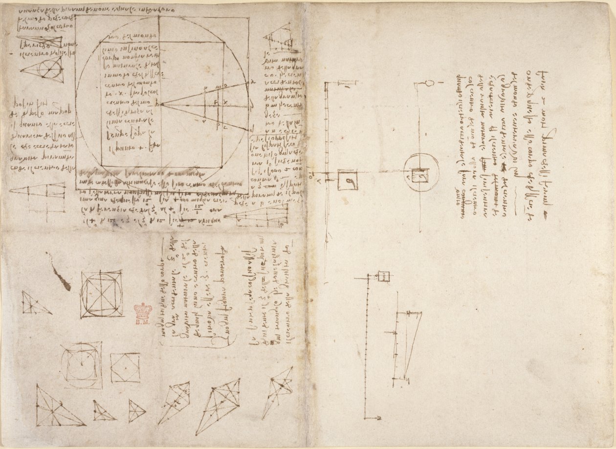 Note e diagrammi sulla meccanica e il centro di gravità, dal 