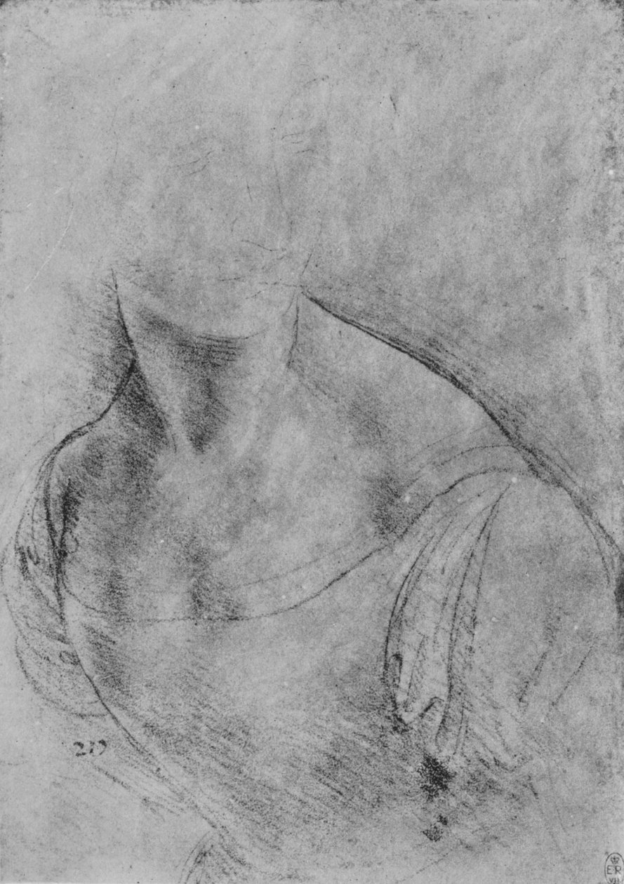 Busto di una donna girata a sinistra, la testa leggermente indicata, c1480 1945 da Leonardo da Vinci
