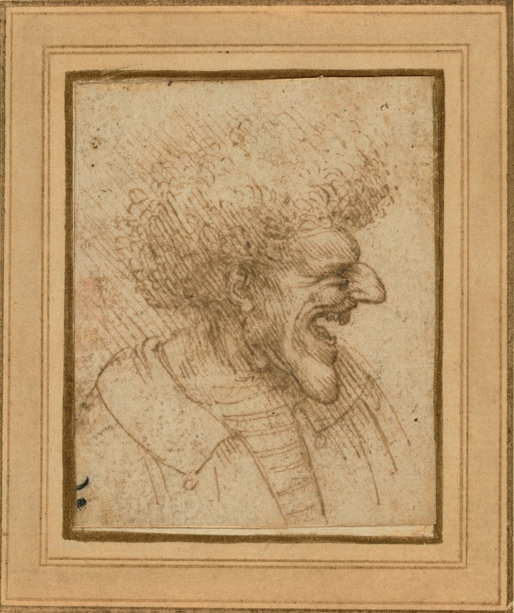 Caricatura di un uomo con i capelli a spazzola da Leonardo da Vinci