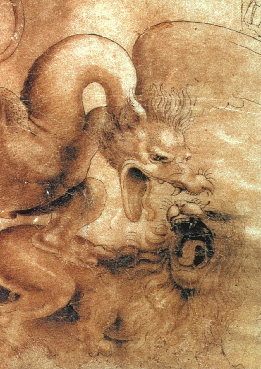 (dettaglio) del Drago dal disegno Lotta tra un Drago e un Leone da Leonardo da Vinci