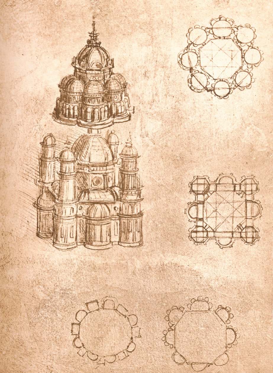 Disegno di chiese, c1472-c1519 1883 da Leonardo da Vinci