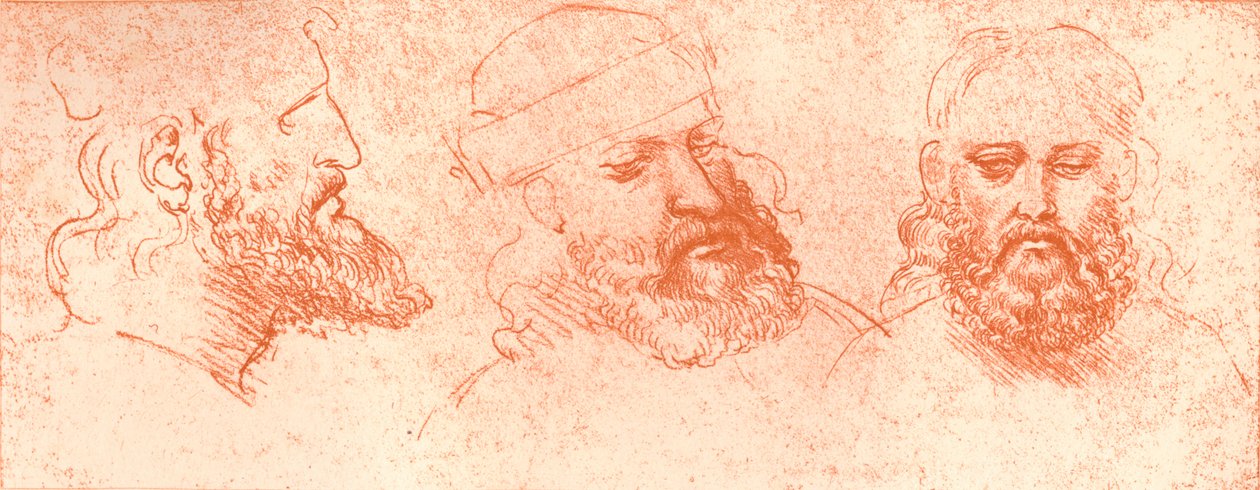 Disegno di teste orientali, in gesso rosso, c1472-c1519 da Leonardo da Vinci