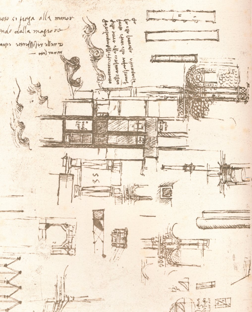 Disegno di progetti per castelli e ville da Leonardo da Vinci