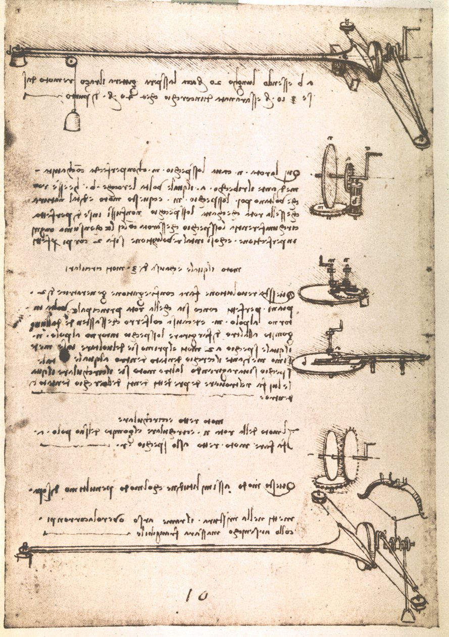 Estratto da un manoscritto di Da Vinci che descrive il principio e la costruzione di una "Macchina per fabbricare specchi cavi" (manoscritto) da Leonardo da Vinci