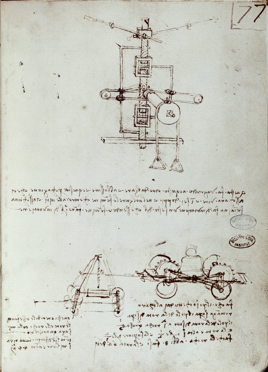 Disegno di macchina volante. Manoscritto di Leonardo da Vinci da Leonardo da Vinci