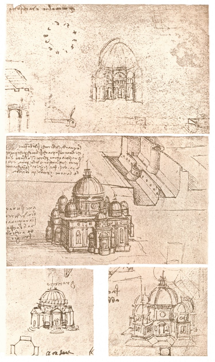 Quattro disegni di architettura ecclesiastica, c1472-c1519 1883 da Leonardo da Vinci