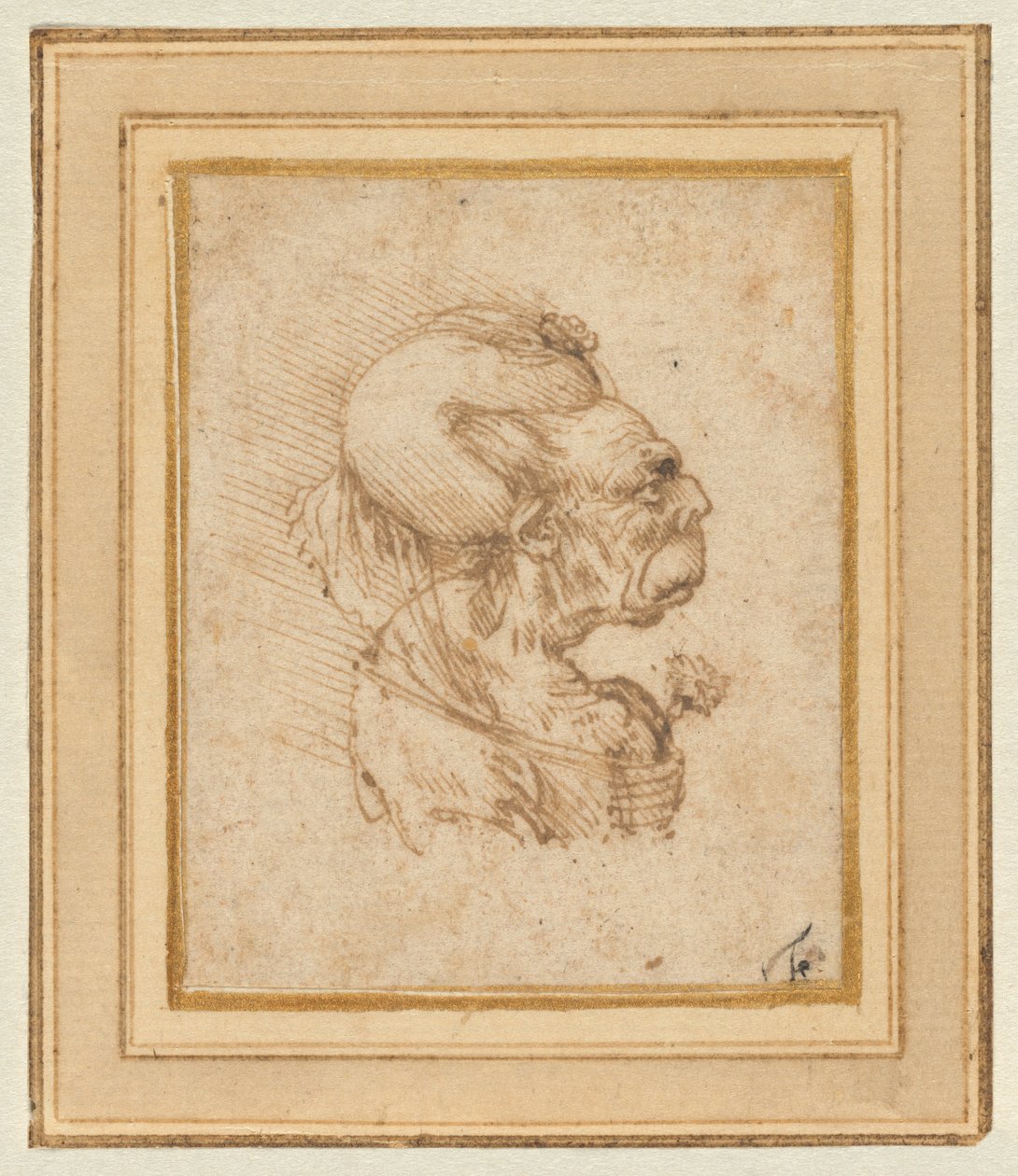 Testa grottesca di una donna anziana da Leonardo da Vinci