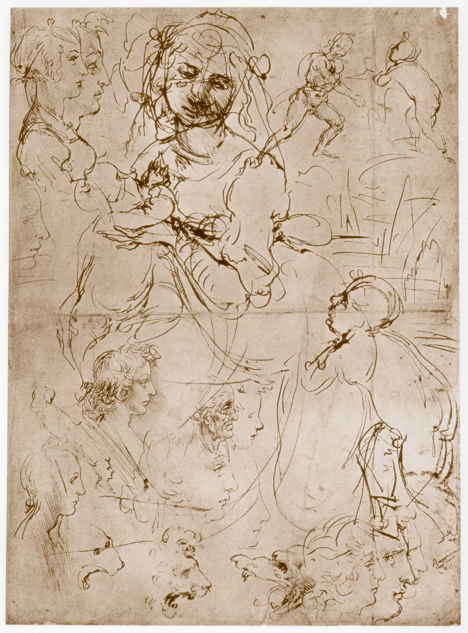Madonna inginocchiata con il Bambino e San Giovanni da Leonardo da Vinci