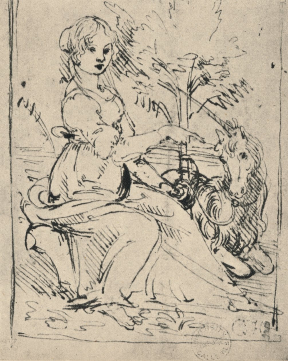 Fanciulla con un unicorno da Leonardo da Vinci